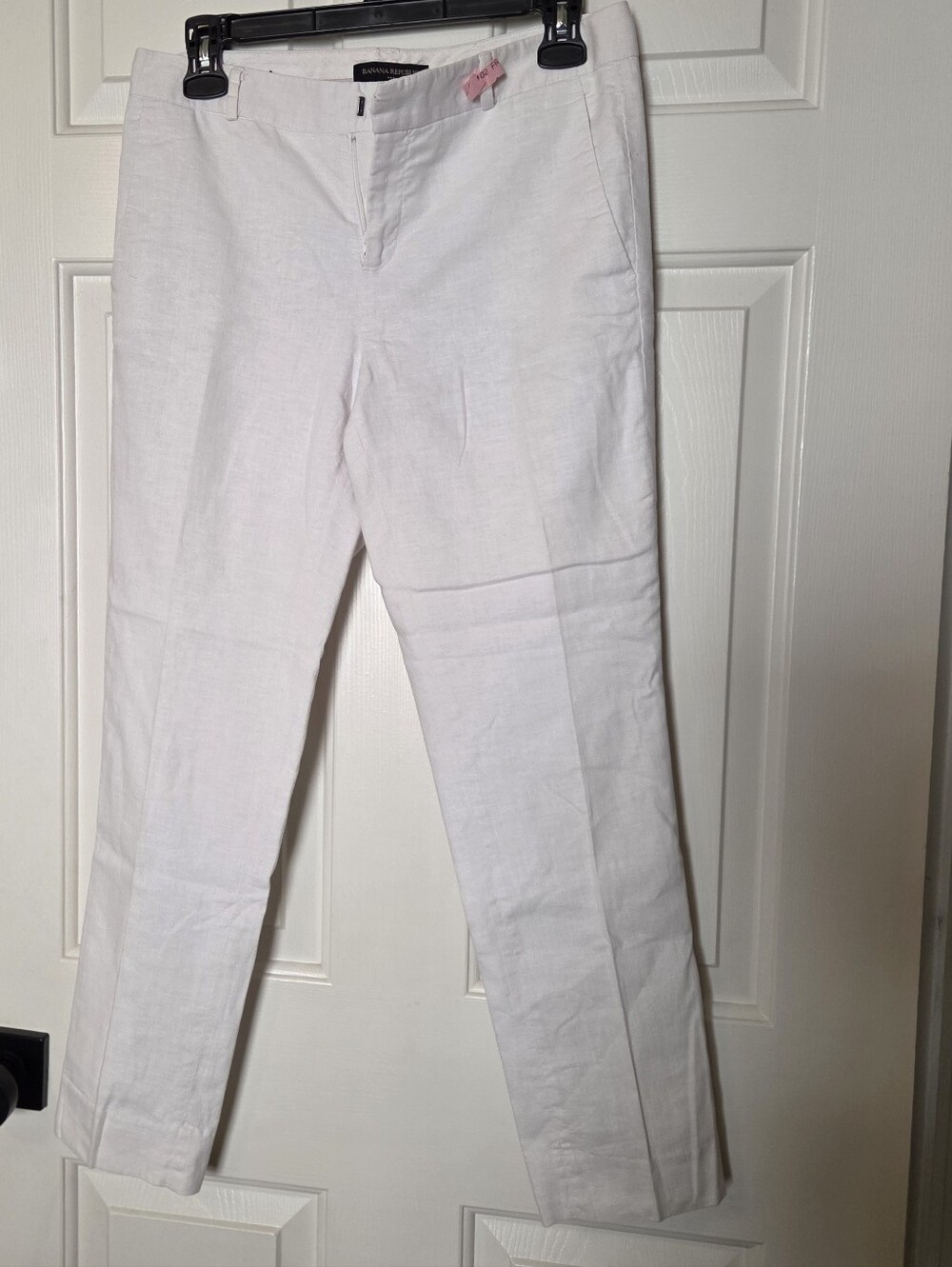 Banana Republic White Straight-Leg Linen Blend Pants